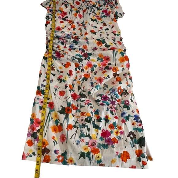 Talbot Runhof Gorgeous Midi Dress Floral Ruched Unique 12 Fairy whimsical - Picture 10 of 16